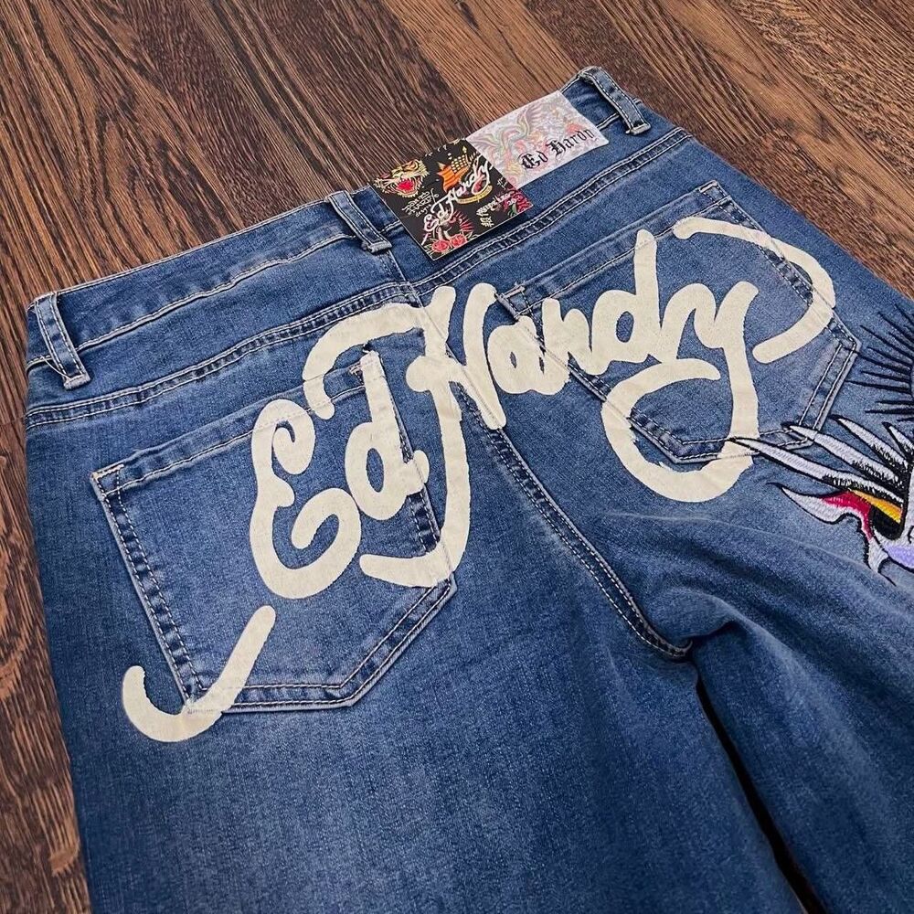 ed hardy blue denim jeans “brave hearts stay true” (size 26 NWT)